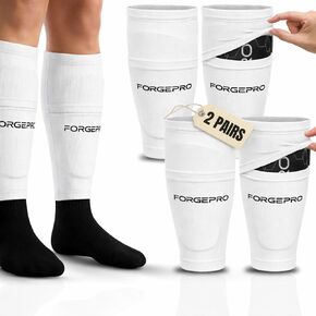 ForgePro Premium Shin Guard Sleeves (2-Pack) – Slip-in Soccer Sleeves with Built-in Pocket, Breathable Compression Fit, Secure Top Silicone Grip for Youth & Adults in Saudi Arabia