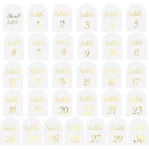 أرقام طاولة مقوسة 1-30 مع بطاقة رأس، بطاقات أرقام طاولة ورقية مقاس 5 × 7 بوصة، منقوشة برقائق ذهبية على الوجهين، مثالية لحفلات الزفاف وحفلات الذكرى السنوية، بدون حاملات in Kuwait
