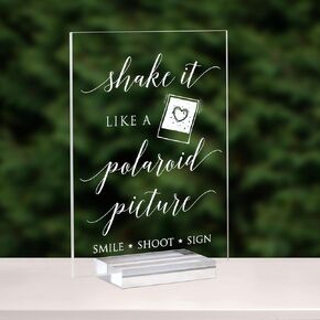 علامة بولارويد من الأكريليك الشفاف مع حوامل، علامة منضدية من الأكريليك الشفاف مقاس 5 × 7 بوصة لحفلات الزفاف وحفلات الزفاف in Kuwait