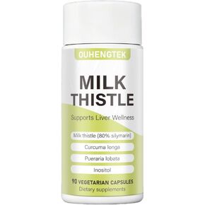 مستخلص شوك الحليب 80% كبسولات سيليمارين، 300 مجم شوك الحليب للتخلص من سموم الكبد ودعم الجهاز الهضمي، مضاد للأكسدة لتنظيف الكبد، 90 كبسولة in Kuwait