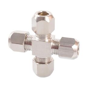 وصلة أنابيب نحاسية مطلية بالنيكل متقاطعة 4 طرق متساوية الطويق أنبوب ضغط موصل صالح أنبوب OD 4 6 8 10 12 مللي متر (6 مللي متر) in Kuwait