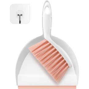 NACENA Mini Broom and Dustpan Set, Small Dust Pan and Brush Set with Handle Dustpan Teeth for Cleaning Hair Suitable for Office Desks Drawers Sofas Pet Care Outdoor Camping, White & Gray in Kuwait