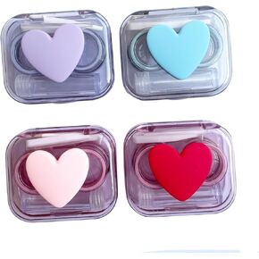 حافظة عدسات لاصقة، مجموعة أدوات إزالة العدسات اللاصقة الملونة اللطيفة بحجم مناسب للسفر مع زجاجة محلول للقلب اليومي في الهواء الطلق (4 عبوات) in Kuwait