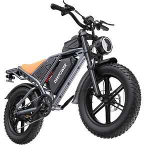 DEEPOWER Electric Bike for Adults,2000W Peak Motor&32MPH Electric Dirt Bike，48V 20AH/35AH/60AH Battery, 70-160 Max Miles,Dual Suspension Ebikes for Adults, 20" Fat Tire E Bike in Kuwait