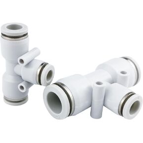 هوائي ثلاثي الاتجاه موصل T على شكل أنابيب هواء بلاستيكية بيضاء مقابس سريعة بقطر متغير PE46/8/10/12/16 مللي متر 1 قطعة (PE6 (أبيض)) in Kuwait