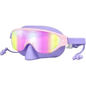 قناع نظارات السباحة للأطفال من Zoomsnail مع غطاء للأنف، نظارات سباحة مضادة للكسر وتسرب الأشعة فوق البنفسجية للأطفال الصغار من عمر 3 إلى 15 عامًا (وردي) in Kuwait