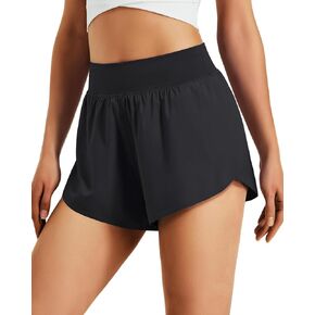 شورت نسائي رياضي للركض مقاس 3 بوصات، عالي الخصر، سريع الجفاف، خفيف الوزن، خفيف الوزن، للتمرين في صالة الألعاب الرياضية مع بطانة in Kuwait