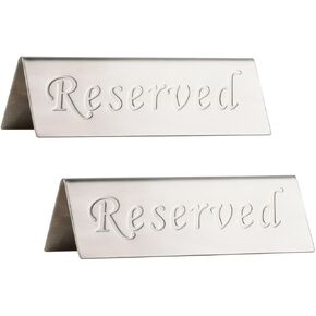 علامة محفوظة - علامة امتثال سطح الطاولة من الفولاذ المقاوم للصدأ المصقول - مزدوجة الجوانب - 4.7 × 1.6 بوصة - مجموعة من 2 - فضي in Kuwait
