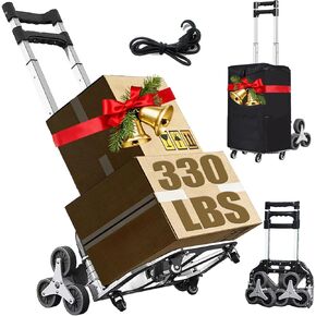 عربة تسلق السلالم، سعة 330 رطل قابلة للطي لتسلق السلالم، عربة للسلالم مع سلك بنجي وعجلات دوارة حقيبة تسوق 50 لتر، شاحنات يدوية لنقل التسوق، الاستخدام المكتبي in Kuwait