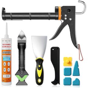 Professional Caulk Gun Kit with Caulk Remover & Silicone Sealant - 5 in 1 Caulking Tool Set for Caulking Removal, Includes Caulking Gun Tool, Silicone Scraper in Kuwait