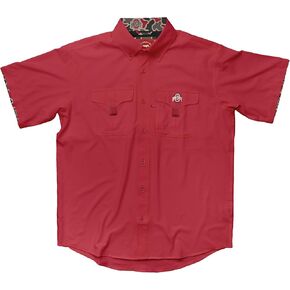 قميص رجالي من Amigo NCAA ولاية أوهايو بوكس ​​مرخص من El Campo بأكمام قصيرة وأزرار لأعلى في الملعب وقميص سمكة in Kuwait