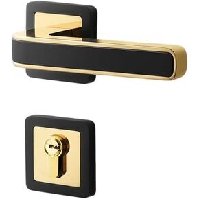 Bedroom Door Lock Indoor Magnetic Silent Door Lock Room Wooden Door Lock Gold Door Lock American Split Lock with Key(Black Gold,Silent) in Kuwait