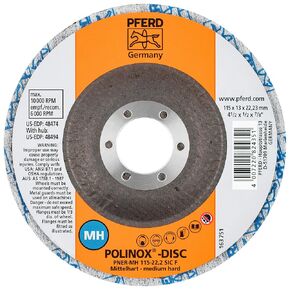 PFERD 48474 POLINOX PNER قرص كاشطة موحد غير منسوج، كربيد السيليكون، قطر 4-1/2 بوصة × عرض 1/2 بوصة، فتحة أربور 7/8 بوصة، حبيبات دقيقة، 10000 دورة في الدقيقة in Kuwait