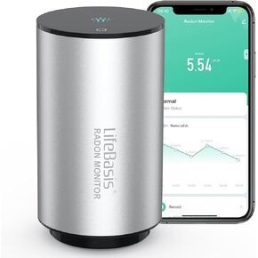 Life Basis Radon Detector for Home Basement, Smart Radon Monitor Fast Capture of Fluctuating Levels, Radon Tester Short & Long-Term Monitoring with Notifications - Connected Mobile App & WiFi in Kuwait