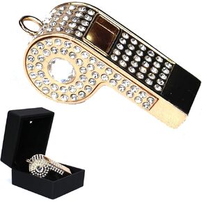 Bling Whistle, Crystal Rhinestone Necklace, Whistles Loud Crisp Sound Sports Whistle with Chain Lanyard for Teacher Referee Official Lifeguard Basketball Training in Kuwait