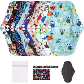 وسادات الحيض القابلة لإعادة الاستخدام طوال الليل مع أجنحة من LUCKYPADS، 7 قطع من وسادات القماش القابلة للغسل ومنصات الدورة الشهرية للنساء، طويلة جدًا (5.9 × 13.7 بوصة) بعد الولادة ومنصات التدفق الثقيل مع حقيبة مبللة وحقيبة غسيل in Kuwait