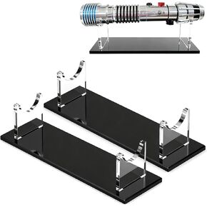 حامل سيف ضوئي من الأكريليك للعرض - سيف عالمي، خنجر وحامل عصا، عرض سطح مكتب شفاف للمقتنيات مع قاعدة ثابتة (شفاف - مجموعة واحدة) in Kuwait