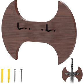 حامل حائط على شكل سيف من الخشب الصلب، رف عرض سيف عمودي مع خطافات قابلة للتعديل لسيف العصور الوسطى والفأس والخنجر والقوس، ولوحة متينة من خشب الزان لديكور المنزل وعرض المجموعة in Kuwait