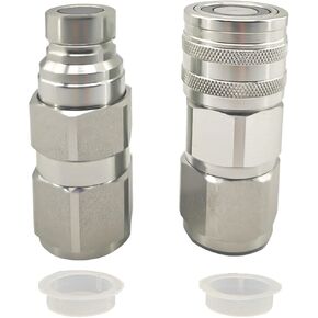 Flat Face High Flow Hydraulic Quick Connect Coupler Set for Skid Steer,3/4" SAE,5/8" Body,Heavy-Duty Carbon Steel Coupling Thread with Dust Cap in Kuwait