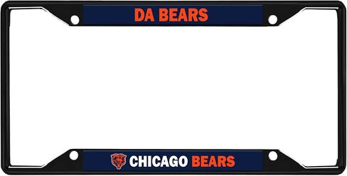 NFL Chicago Bears “Da Bears" Premium Long Lasting Black Metal Team License Plate Frame – 4 Screw Tag Holder with Highlighted Team Pride Cheer - Complement Any Color Truck, SUV, Car in Saudi Arabia