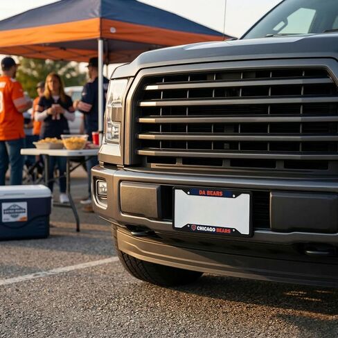 NFL Chicago Bears “Da Bears" Premium Long Lasting Black Metal Team License Plate Frame – 4 Screw Tag Holder with Highlighted Team Pride Cheer - Complement Any Color Truck, SUV, Car in Saudi Arabia