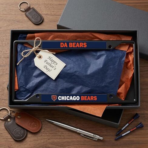 NFL Chicago Bears “Da Bears" Premium Long Lasting Black Metal Team License Plate Frame – 4 Screw Tag Holder with Highlighted Team Pride Cheer - Complement Any Color Truck, SUV, Car in Saudi Arabia