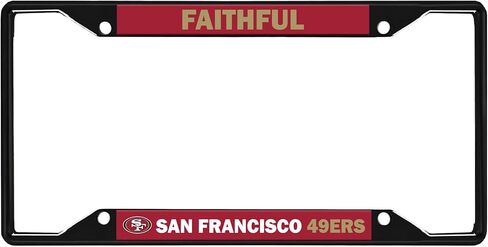 إطار لوحة ترخيص فريق NFL San Francisco 49ers Faithful Premium طويل الأمد من المعدن الأسود - حامل بطاقات بـ 4 براغي مع تشجيع فخر الفريق المميز - يكمل أي شاحنة ملونة، سيارات الدفع الرباعي، سيارة in Saudi Arabia