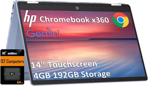 HP Chromebook Plus X360 14 2 في 1 كمبيوتر محمول (14 "FHD Touchscreen ، Intel 8-Core I3-N305 (> I5-1134G7) ، ذاكرة الوصول العشوائي 8GB ، 256GB UFS ، PEN) للمنزل والطلاب ، CB BACKLIT ، 1080P WEBCAM ، Chrome OS W/ Google AI in Kuwait
