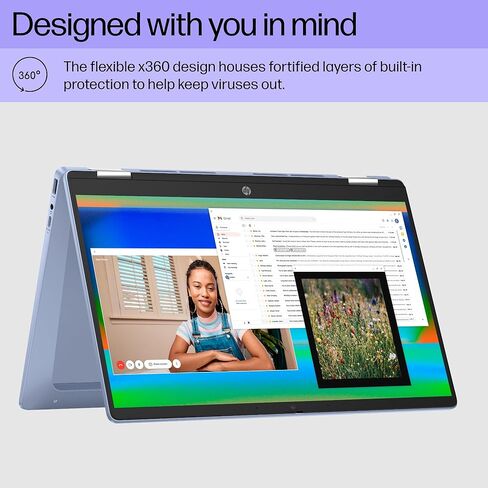 HP Chromebook Plus X360 14 2 في 1 كمبيوتر محمول (14 "FHD Touchscreen ، Intel 8-Core I3-N305 (> I5-1134G7) ، ذاكرة الوصول العشوائي 8GB ، 256GB UFS ، PEN) للمنزل والطلاب ، CB BACKLIT ، 1080P WEBCAM ، Chrome OS W/ Google AI in Kuwait