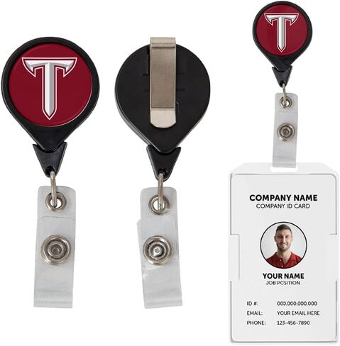 Desert Cactus Troy University Retractable Badge Holder Trojans ID Reel with Ticket Clip for Lanyard, Work, School & Office Access in Saudi Arabia