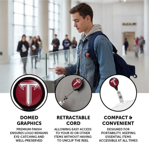 Desert Cactus Troy University Retractable Badge Holder Trojans ID Reel with Ticket Clip for Lanyard, Work, School & Office Access in Saudi Arabia