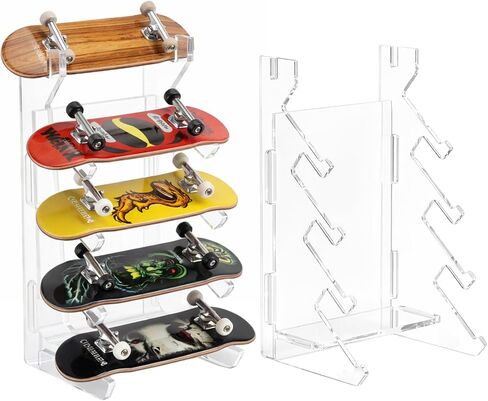 Sliner 2Pcs Fingerboard Display Rack Acrylic Skateboard Storage Stand Decorative Finger Skate Holder Five-Layer Angle Mini Skate Storage Racks for Home Office in Saudi Arabia