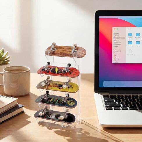 Sliner 2Pcs Fingerboard Display Rack Acrylic Skateboard Storage Stand Decorative Finger Skate Holder Five-Layer Angle Mini Skate Storage Racks for Home Office in Saudi Arabia