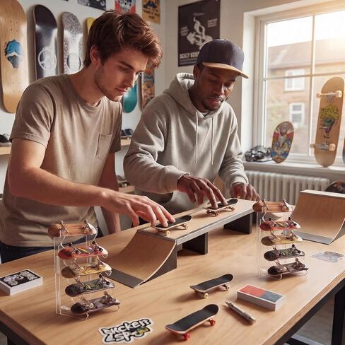 Sliner 2Pcs Fingerboard Display Rack Acrylic Skateboard Storage Stand Decorative Finger Skate Holder Five-Layer Angle Mini Skate Storage Racks for Home Office in Saudi Arabia
