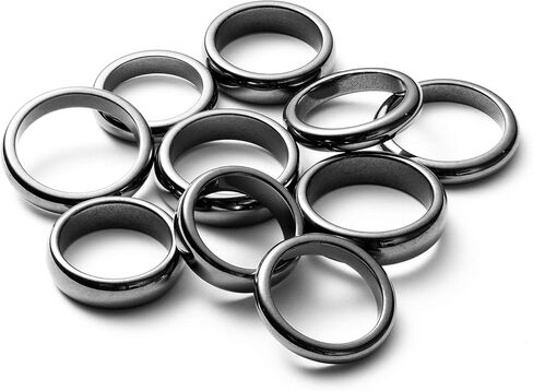 PANTIDE 10Pcs Hematite Magnetic Rings for Women Men Unisex Anxiety Balance Root Chakra Hematite Stone Band Rings Jewelry Accessories 6mm 4mm Width Black Anniversary Birthday Gifts, Mix Sizes in Kuwait
