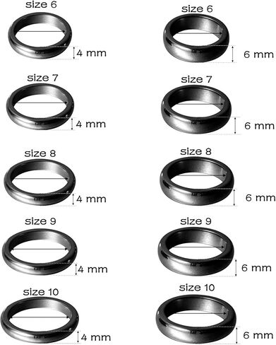 PANTIDE 10Pcs Hematite Magnetic Rings for Women Men Unisex Anxiety Balance Root Chakra Hematite Stone Band Rings Jewelry Accessories 6mm 4mm Width Black Anniversary Birthday Gifts, Mix Sizes in Kuwait
