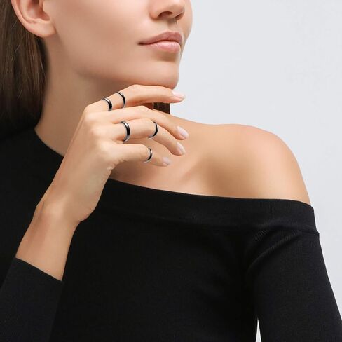 PANTIDE 10Pcs Hematite Magnetic Rings for Women Men Unisex Anxiety Balance Root Chakra Hematite Stone Band Rings Jewelry Accessories 6mm 4mm Width Black Anniversary Birthday Gifts, Mix Sizes in Kuwait