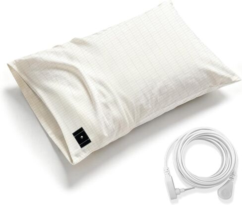 Grounding Pillowcase Earth Connected Sliver Fiber Pillow Case King Bedding with 15ft Cord (White，20x36 Inch) in Kuwait