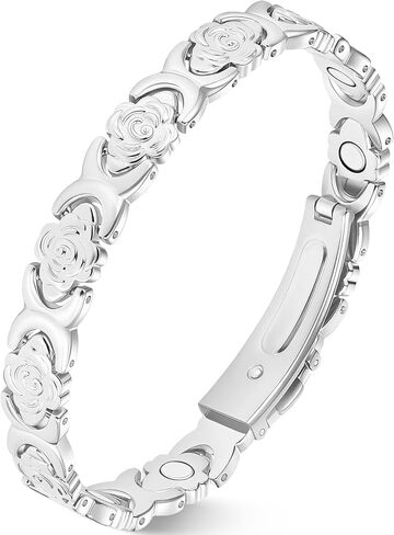 Jecanori Flower Copper Bracelet for Women Arthritis, Ultra Strength Magnetic Therapy Bracelet for Pain Relief with 3500 Gauss Magnets, Premium Fold-Over Clasp in Kuwait