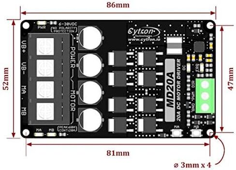 Cytron 20Amp ثنائي الاتجاه 6V-30V DC Motor Driver Speed ​​Controller 60A Peak in Kuwait