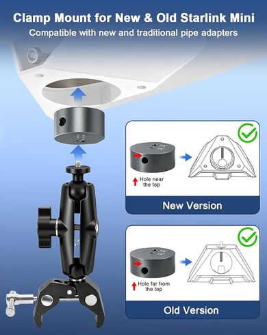 Tripod Adapter for Starlink Mini New Version Pipe Adapter, Aluminum Alloy, with 1/4''-20 & 3/8"-16 Thread, Compatible with 2025 Starlink Mini Pipe Adapter and Flat Mount in Kuwait