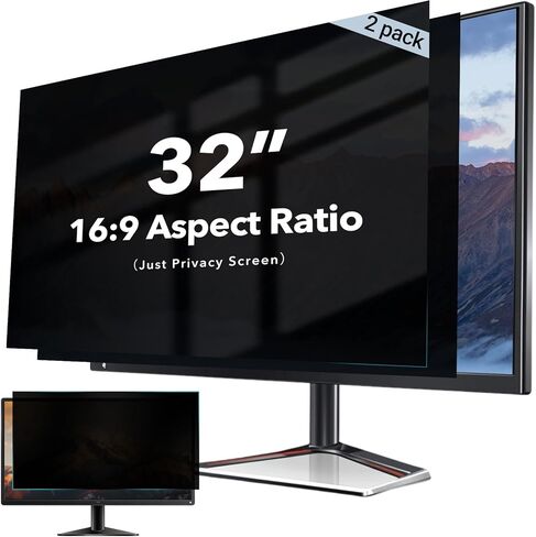 32 inch Curved Computer Privacy Screen Filter for 16:9 Widescreen Monitor, Anti Glare Blue Light Filter, Anti-Scratch Computer Screen Privacy Shield, Removable Monitor Privacy Screen Protector Film in Kuwait