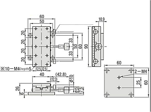 المرحلة اليدوية الشريحة الخطية، SEMCID-90T، 90x40 مم، دقة سبائك الألومنيوم المرحلة الخطية شريحة خطية من سبائك الألومنيوم مع مقبض، منصة دقيقة لتحديد موضع المعدات in Kuwait
