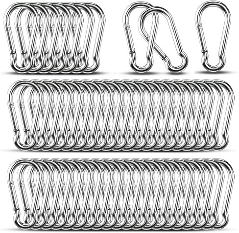 50Pcs 2" Heavy Duty Spring Snap Hooks Carabiner, M5 Galvanized Steel Carabiner Clips, 220LBS Holding Capacity Metal Snap Hook for Outdoor Hiking Hammock Dog Leash Keychain, Carabiners in Kuwait