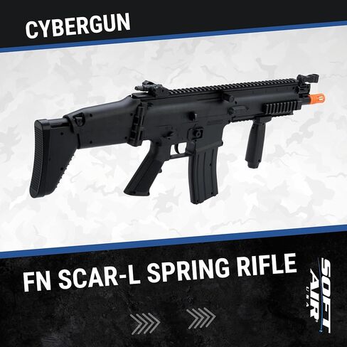 بندقية Airsoft كاملة الحجم مرخصة من Soft Air SCAR-L، باللون الأسود in Saudi Arabia