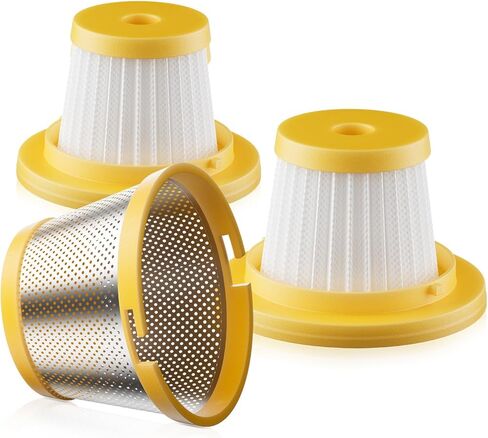 for Svoko Handheld Vacuum Cleaner Filter 3-Pack Compatible with LT-145 Cordless Handheld Vacuum Cleaner Replacement Parts HEPA Filter*2 & High-density stainless steel filter mesh*1 Yellow in Saudi Arabia