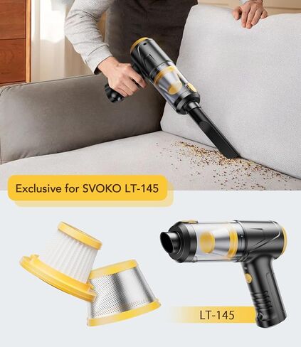 for Svoko Handheld Vacuum Cleaner Filter 3-Pack Compatible with LT-145 Cordless Handheld Vacuum Cleaner Replacement Parts HEPA Filter*2 & High-density stainless steel filter mesh*1 Yellow in Saudi Arabia