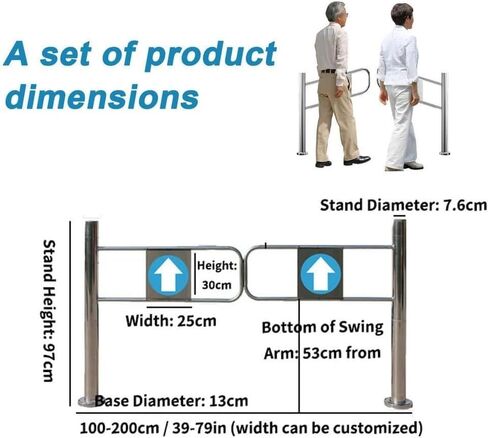 Automatic Swing Gate for Supermarkets, Warehouses Metal Pedestrian Door One-Way Safety Gate(200x97cm) in Saudi Arabia