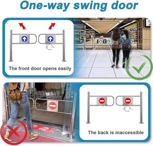 Automatic Swing Gate for Supermarkets, Warehouses Metal Pedestrian Door One-Way Safety Gate(200x97cm) in Saudi Arabia