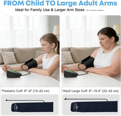 جهاز مراقبة ضغط الدم للاستخدام المنزلي، أساور واسعة النطاق للذراع العلوي تناسب الأطفال والبالغين الكبار، سهلة الاستخدام، قراءات انقباضية دقيقة للضغط الانقباضي، تتضمن كابل USB و4 بطاريات AAA in Kuwait